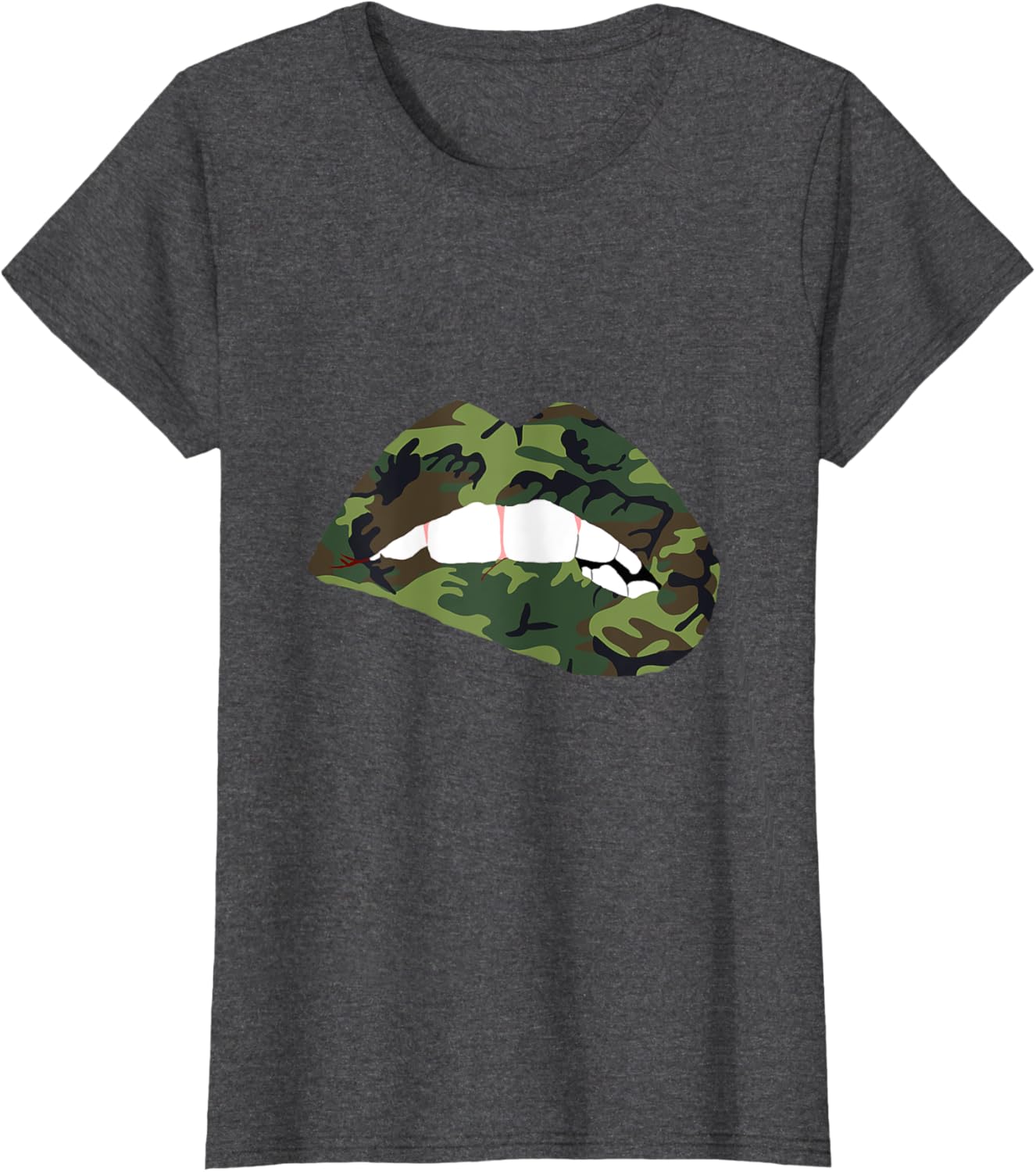 Camouflage Lips Mouth Military Kiss Me Biting Camo Kissing T-Shirt