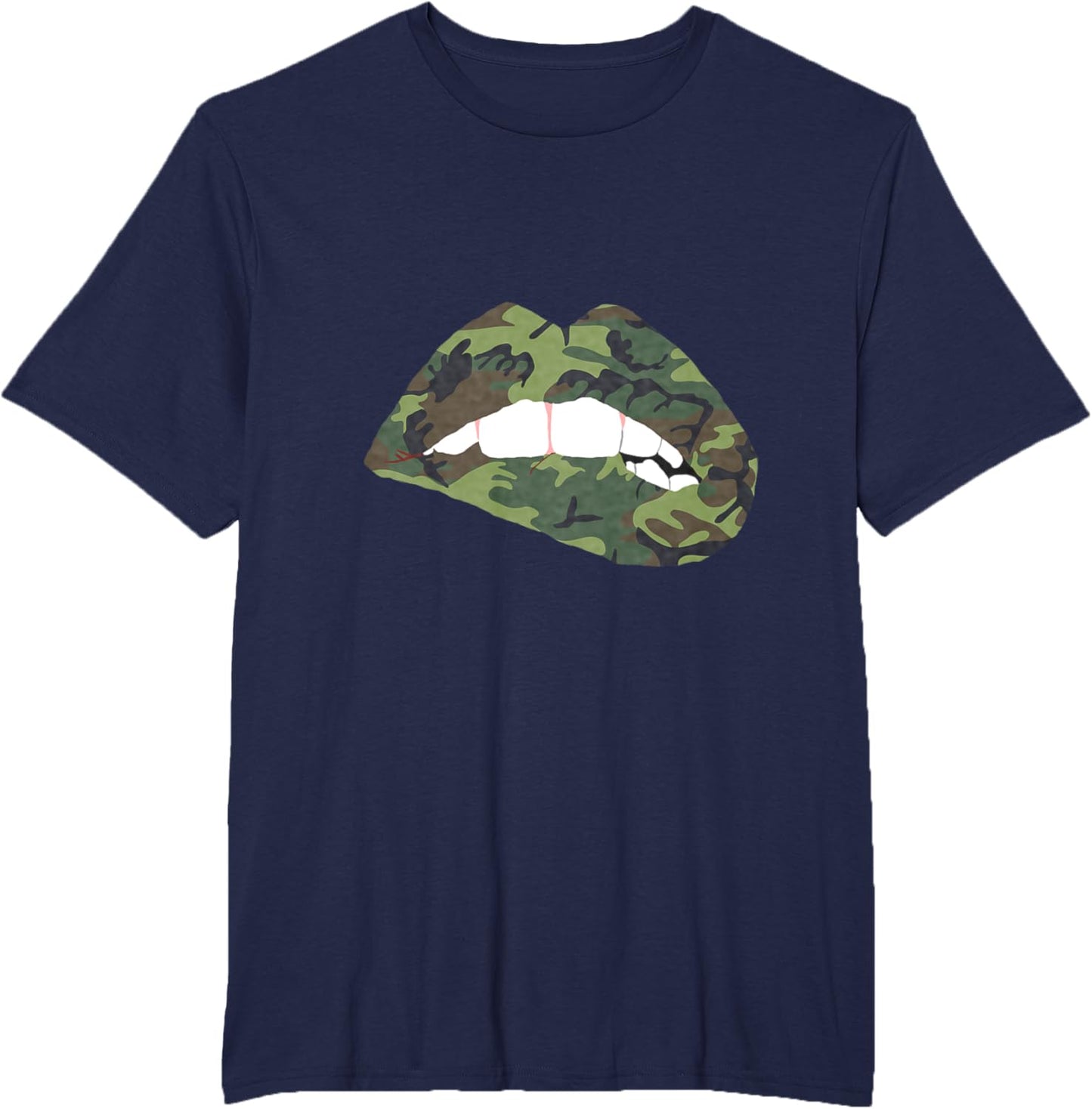 Camouflage Lips Mouth Military Kiss Me Biting Camo Kissing T-Shirt