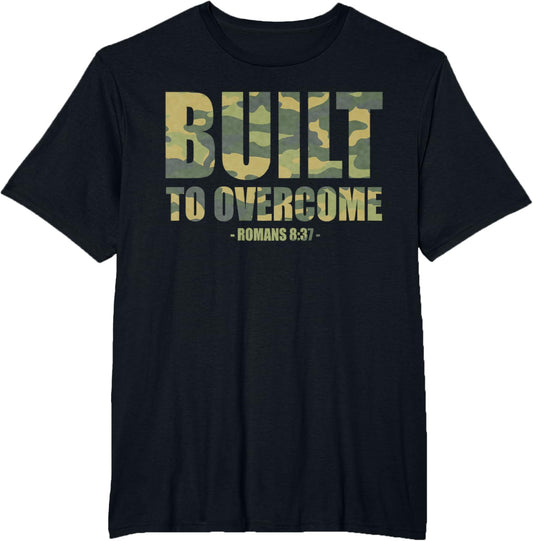 Built to Overcome Christian Men Camo Scripture Gym Workout T-Shirt