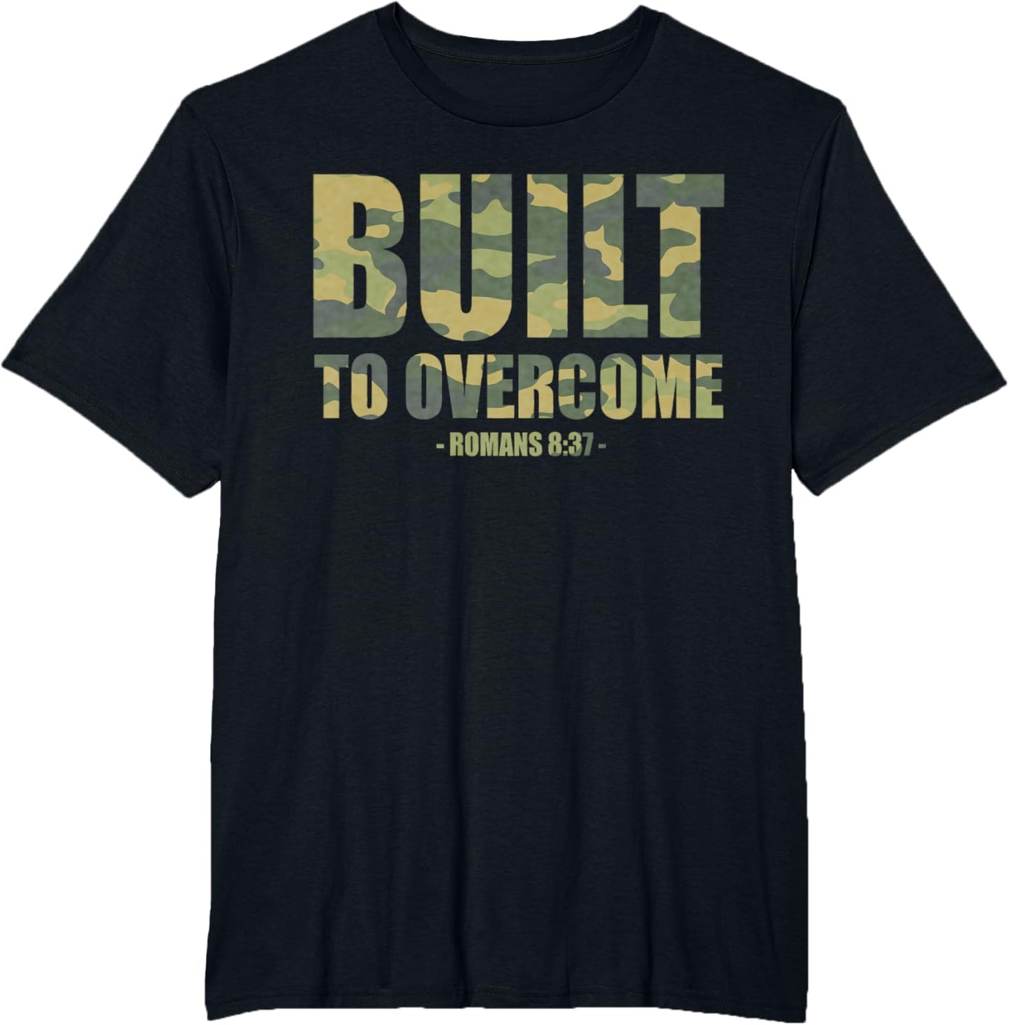 Built to Overcome Christian Men Camo Scripture Gym Workout T-Shirt
