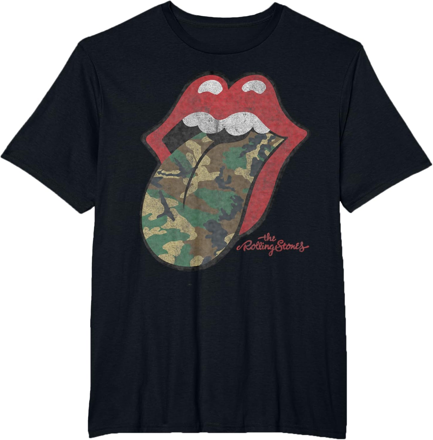 Official Rolling Stones Distressed Camo Tongue T-Shirt