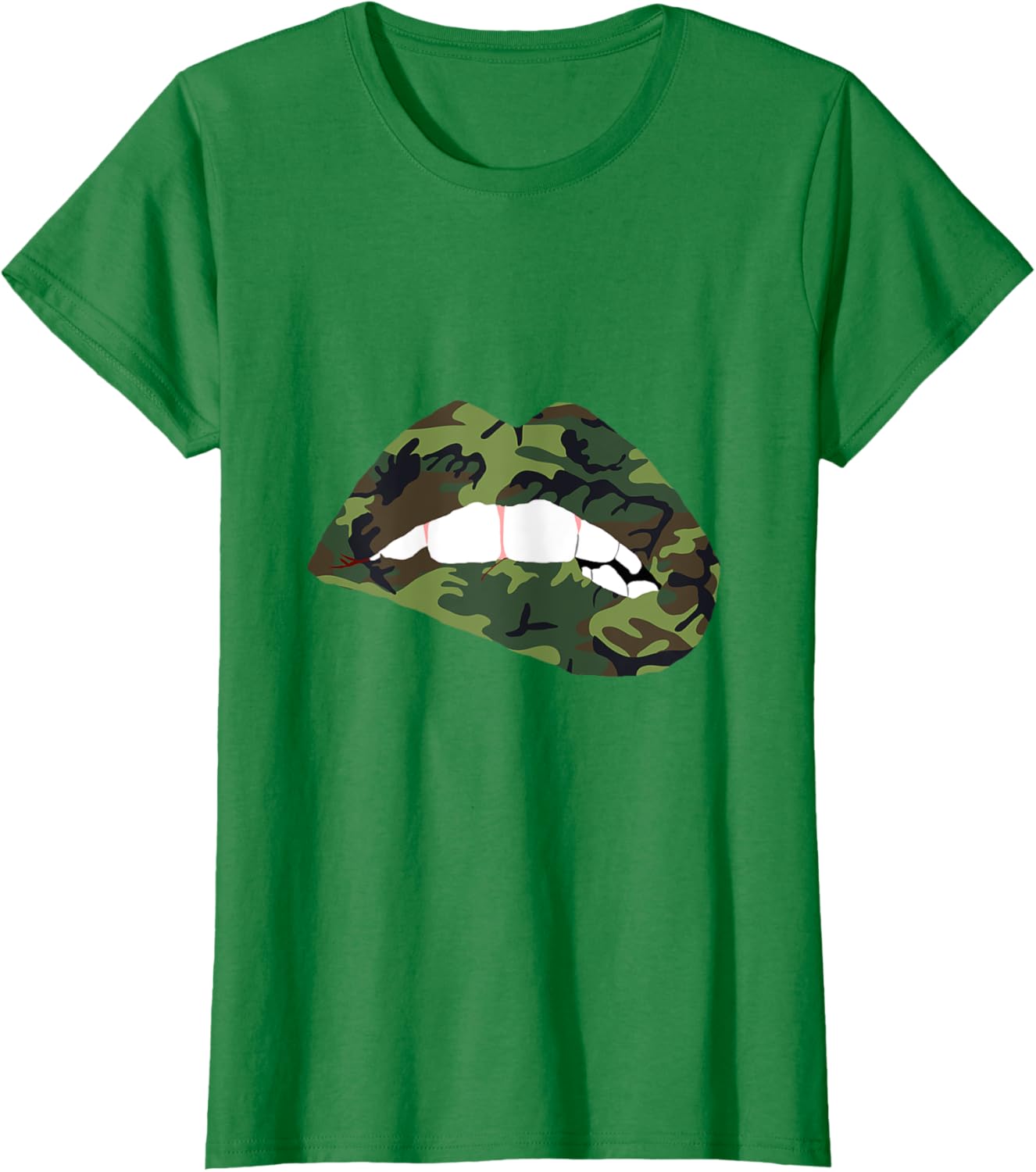 Camouflage Lips Mouth Military Kiss Me Biting Camo Kissing T-Shirt