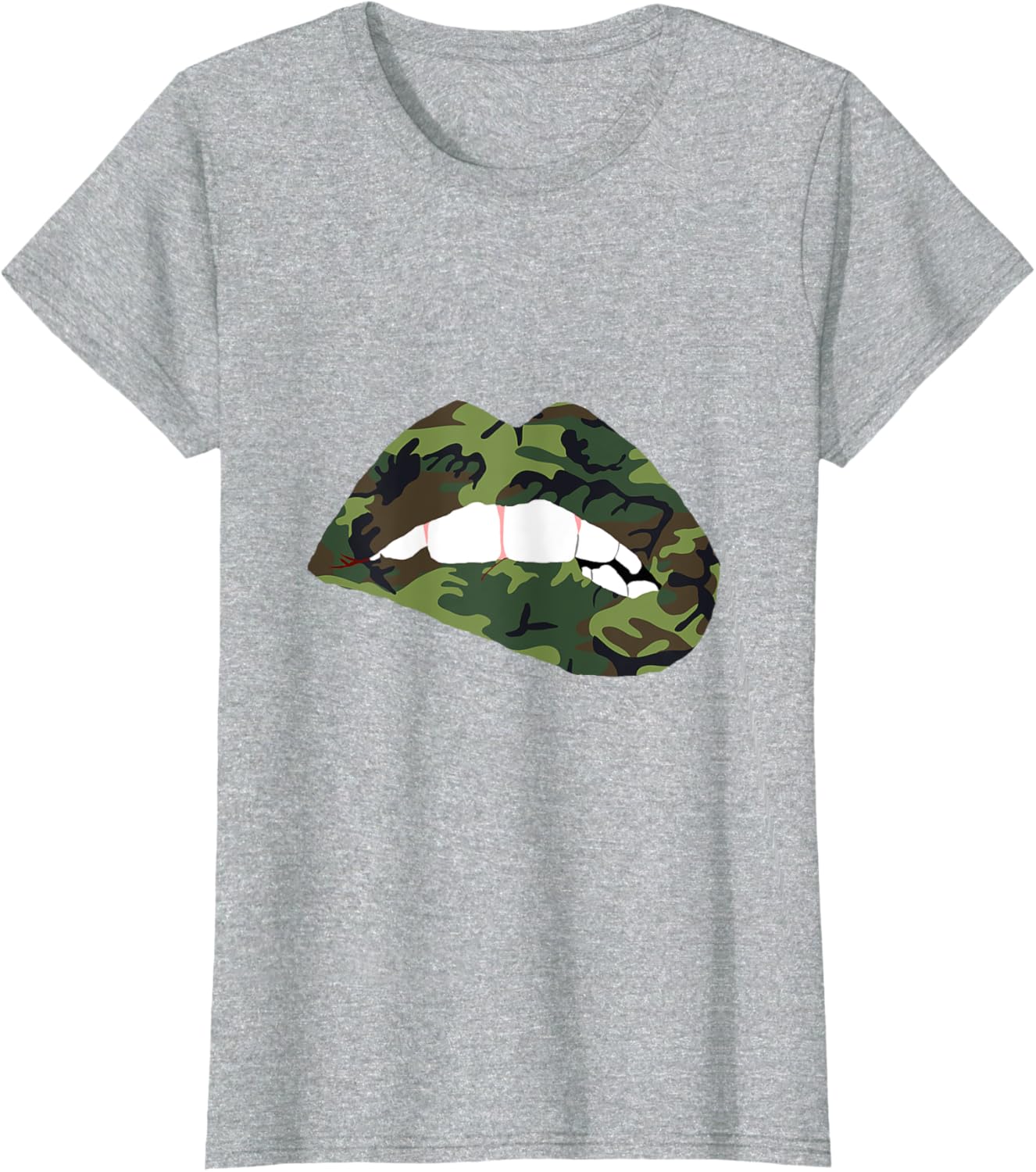 Camouflage Lips Mouth Military Kiss Me Biting Camo Kissing T-Shirt