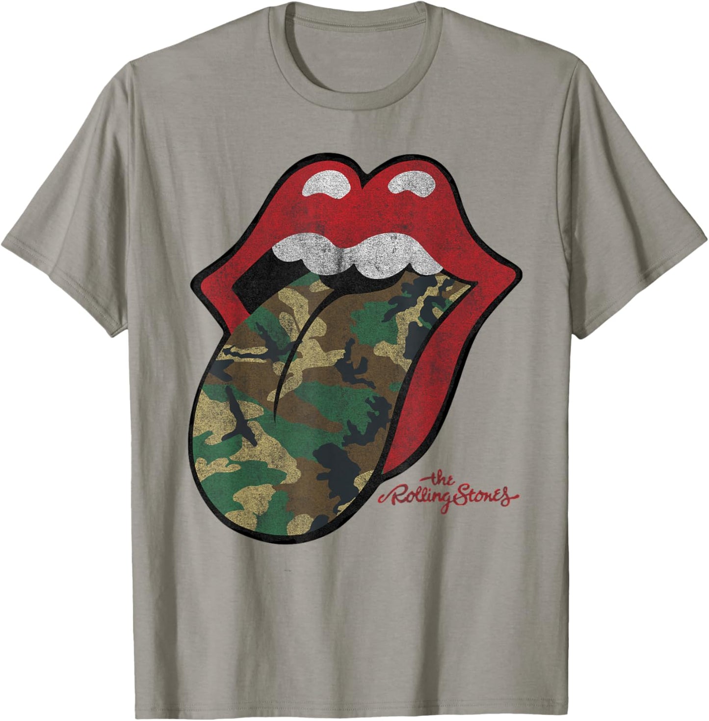 Official Rolling Stones Distressed Camo Tongue T-Shirt