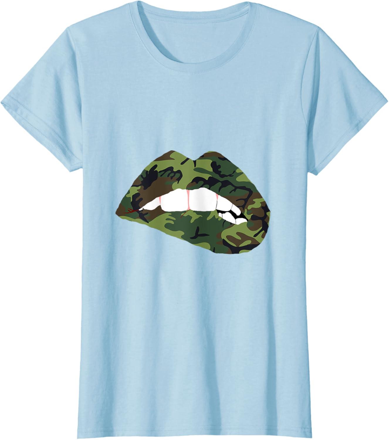 Camouflage Lips Mouth Military Kiss Me Biting Camo Kissing T-Shirt