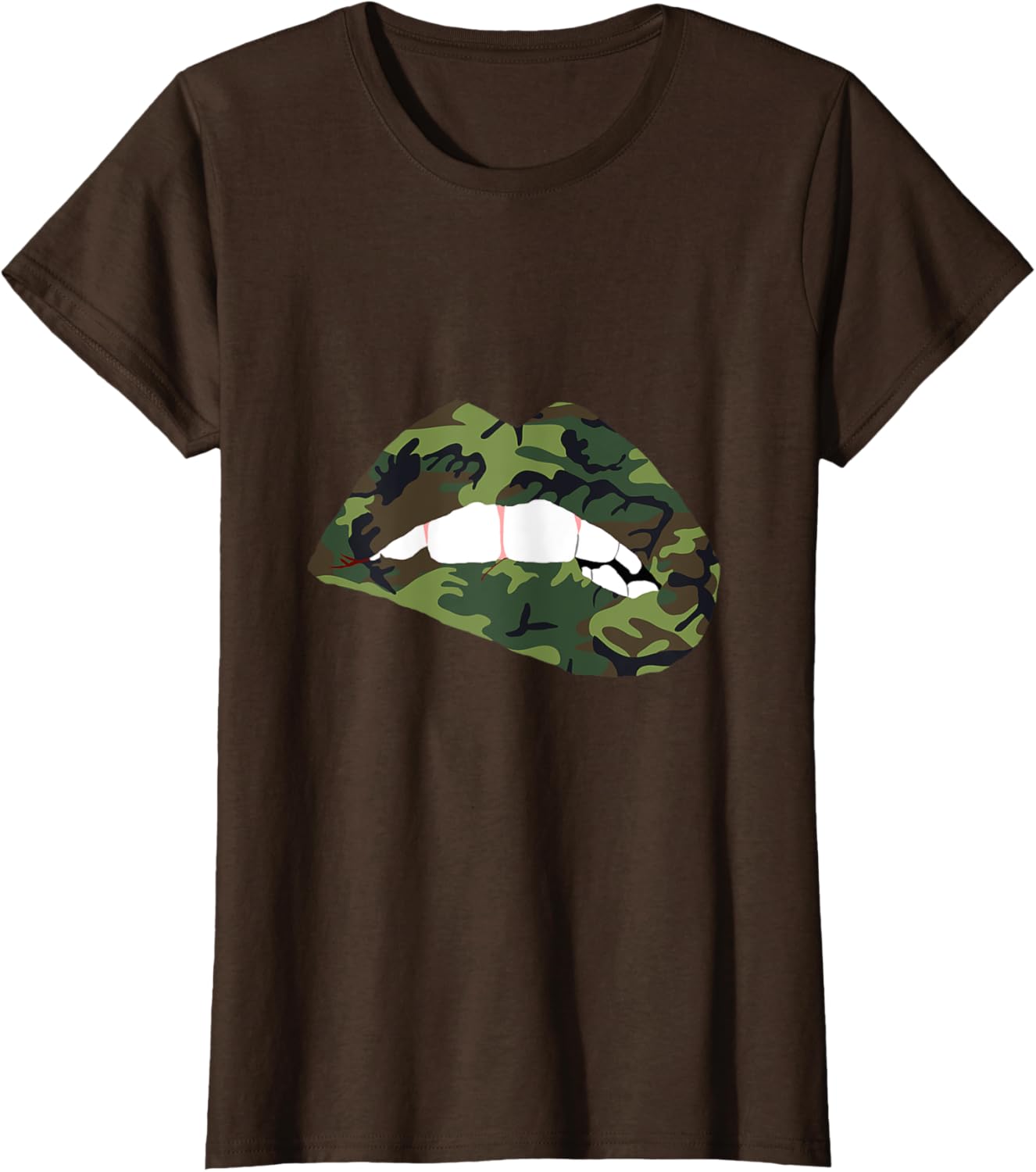 Camouflage Lips Mouth Military Kiss Me Biting Camo Kissing T-Shirt