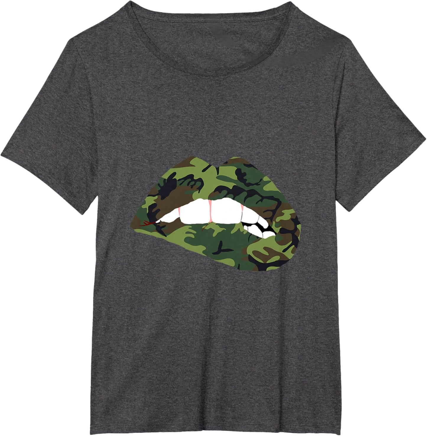 Camouflage Lips Mouth Military Kiss Me Biting Camo Kissing T-Shirt