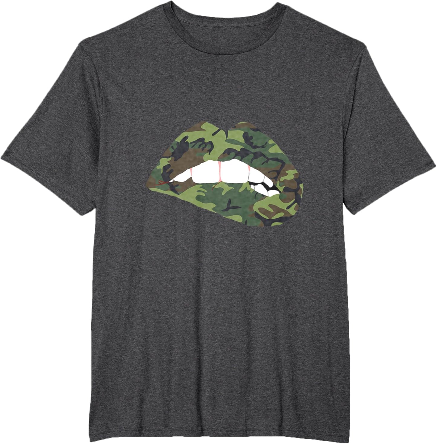 Camouflage Lips Mouth Military Kiss Me Biting Camo Kissing T-Shirt