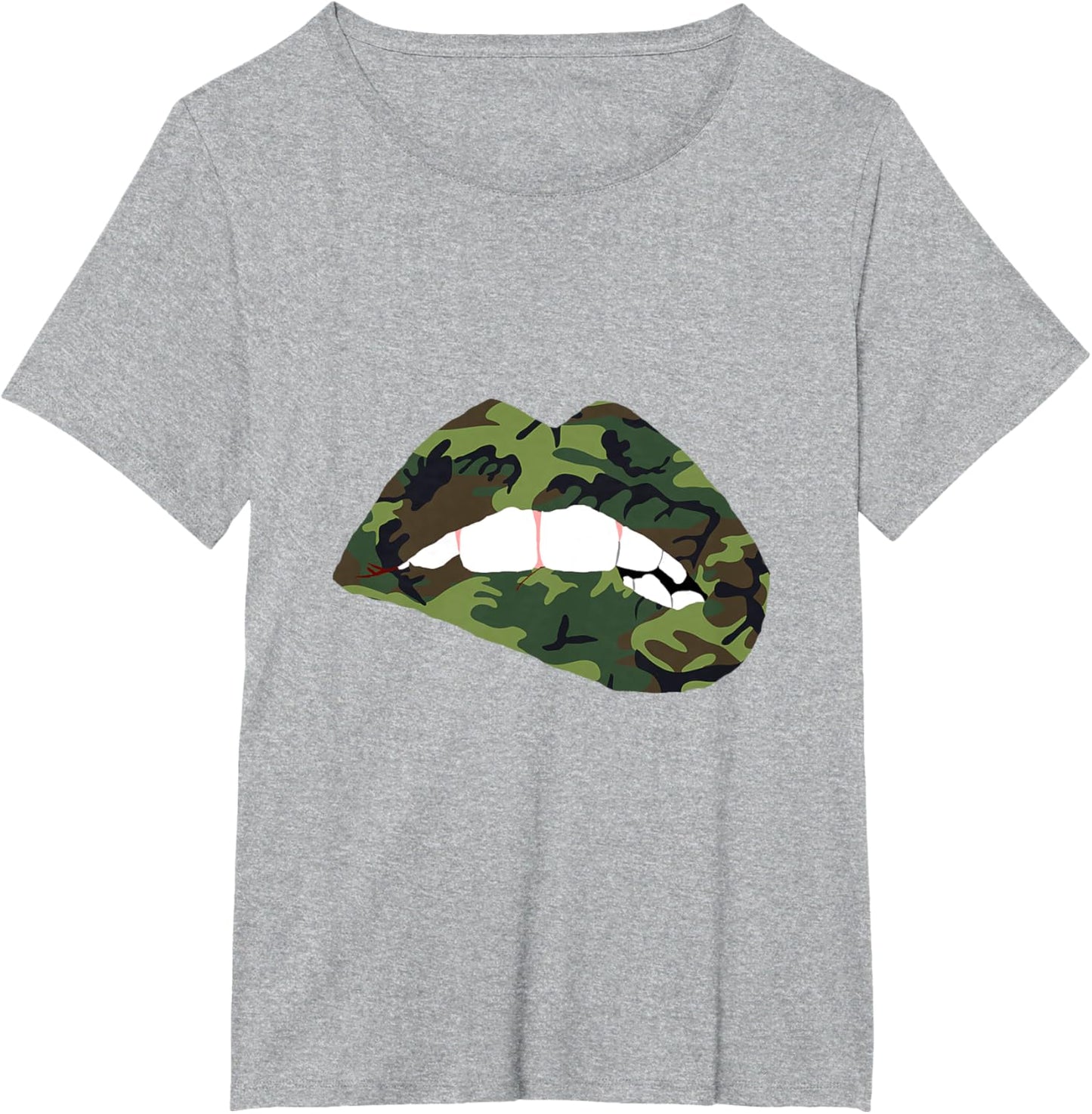Camouflage Lips Mouth Military Kiss Me Biting Camo Kissing T-Shirt